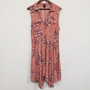 Torrid Womens Sleeveless Floral Midi Dress Size‎ 1X Spring Bloomcore Hanky Hem